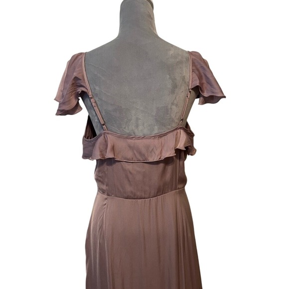 ALTAR'D STATE Louise Satin Faux Wrap Dress in Elderberry Mauve Purple Midi LG - Picture 8 of 11